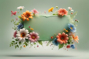 Poster - beautiful colorful flowers with blank letterhead