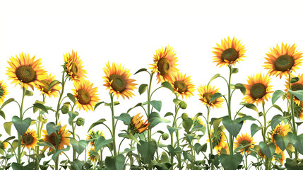 Wall Mural - Field of sunflowers, isolated on a transparent background.


--ar
