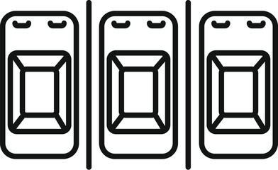 Poster - Three line art smartphone icons in a row with blank screen space for design customization