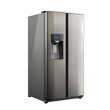© Prompt2image - A sleek, stainless steel double door refrigerator featuring a built-in water dispenser and digital display