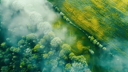 Wall Mural - Aerial landscape featuring beautiful scenery on a green background