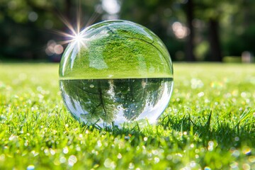 green grass and globe