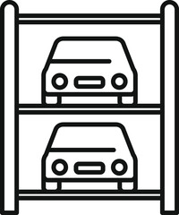 Poster - Line art vector illustration of a twotiered mechanical car parking system icon