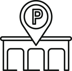 Canvas Print - Simple line drawing of a parking lot with a location pin indicating available parking space