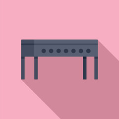 Poster - Flat design icon of a contemporary desk with drawers on a soft pink background