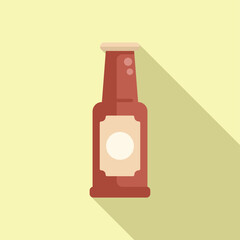 Poster - simple vector illustration of a beer bottle in a modern flat design style on a pastel background