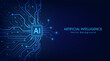 © S and V Design - Artificial intelligence abstract background, AI chipset on circuit board. Technology concept design, Machine learning and generate by chip, Vector illustration for banner and web template.