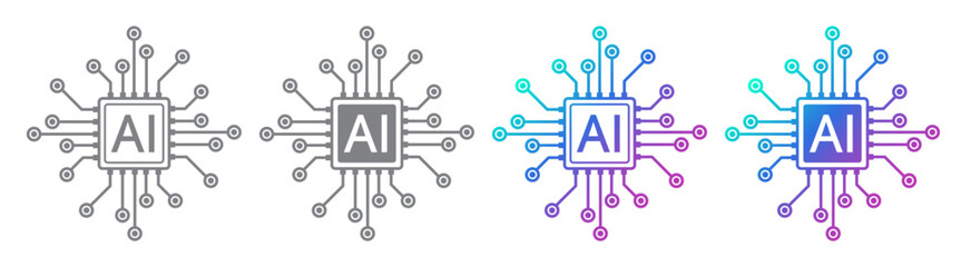 Fototapete - AI Chipset icon. Artificial intelligence technology concept design, Machine learning and generated by chip, Vector illustration for web, UX and UI.