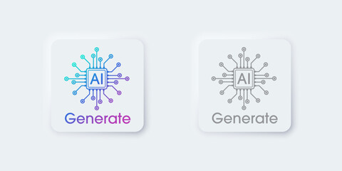 Fototapete - Generate AI button. Artificial intelligence and Machine learning technology concept. AI enters by command prompt to generate ideas. Chat with AI.  UI UX design, Vector illustration.
