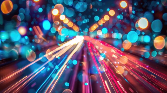 Colorful light trails and ball blur background