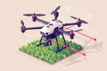 Wall Mural - Farm drone scene application conservation scene drone farm plant environmental sensoric efficiency protection adaptation drone field