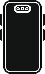 Poster - Modern smartphone icon in black with simple vector design for mobile technology and communication, featuring a flat screen, camera, and wireless connectivity. Ideal for web and app interface