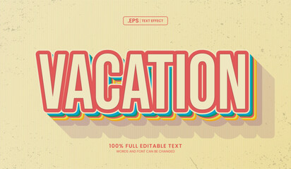 Poster - Editable text effect, retro vacation colorful style text effect