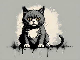  bansky style cat tshirt design