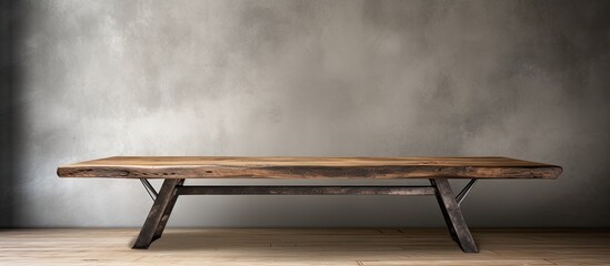 Poster - furniture table wood metal loft design countertop aged wood and metal table design. copy space available