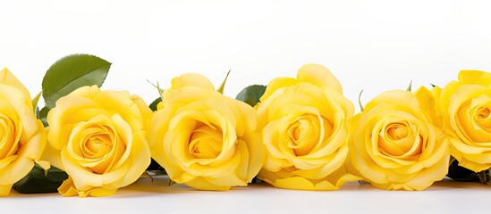Poster - Yellow roses Bunch of flowers isolated on white background Great decoration for wedding invitation. copy space available