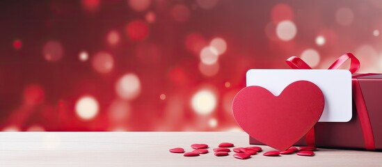 Aufkleber - Gift card with valentines heart shaped over white table background. copy space available