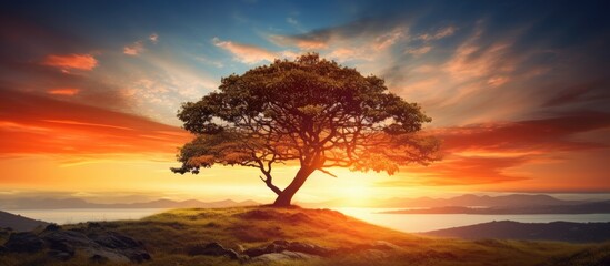 Poster - Nature background with a copy space image showcasing the beauty of a sunset