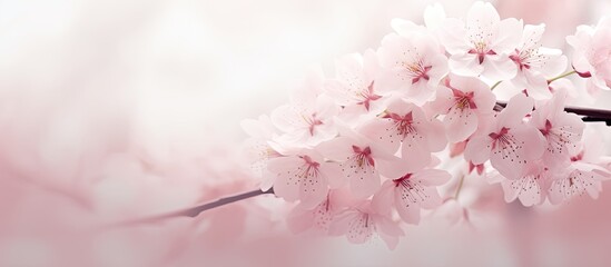 Aufkleber - pink cherry blossom with copy space flower background pastel and soft floral card toned