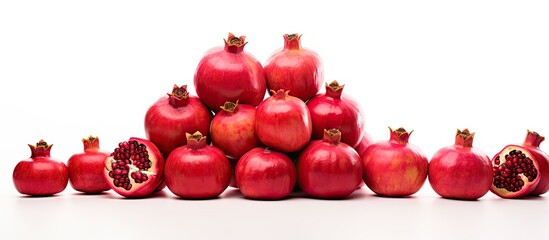 Poster - Stacked pieces of pomegranate on white background. copy space available