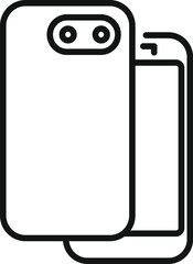 Poster - simplified line art graphic of a modern dualcamera smartphone, ideal for techthemed content