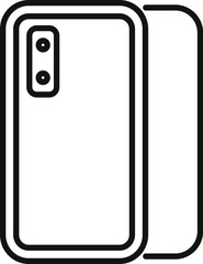 Sticker - Clean, black and white vector drawing of a contemporary smartphone with a camera