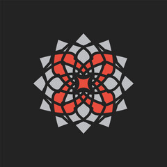 Poster - Arabic circular geometric symbol. Vector floral mosaic oriental ornamental logo template