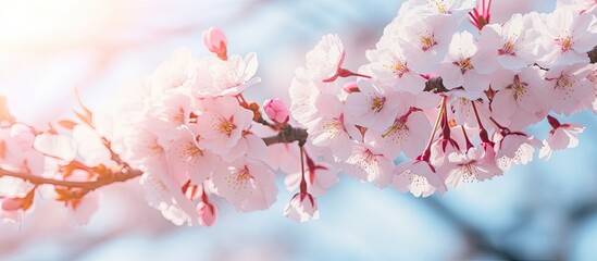 Aufkleber - Beautiful cherry blossoms sakura tree bloom in spring in the park copy space close up