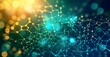 © OneStockShop - Abstract representation of network connections with glowing nodes and lines on a blue and green bokeh background