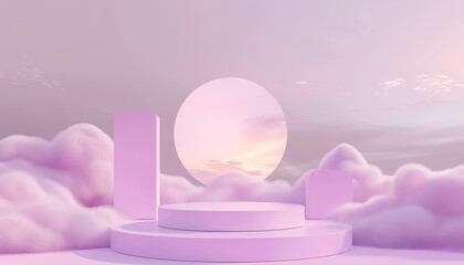 Canvas Print - A pink cloud with a white circle in the middle by AI generated image