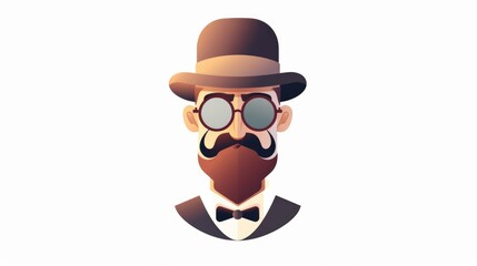 Poster - A man wearing a hat, glasses, and a mustache. Suitable for various projects