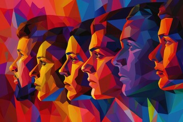 Poster - A group of people standing together. Suitable for team building concepts