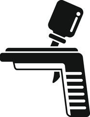 Poster - Handheld barcode scanner icon in black and white vector illustration for scanning retail products at point of sale checkout, symbolizing modern technology and inventory management