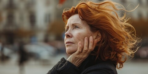 Poster - Close up of a person with vibrant red hair, suitable for beauty and lifestyle concepts