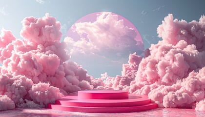 Canvas Print - A pink cloud with a white circle in the middle by AI generated image