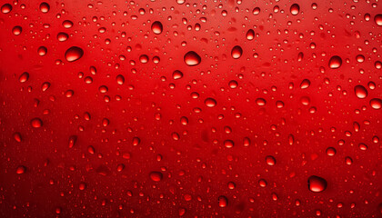 Sticker - A red background with many drops of water