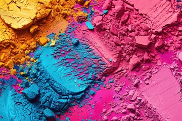 Poster - Close up shot of assorted colored powders, perfect for vibrant backgrounds or artistic projects