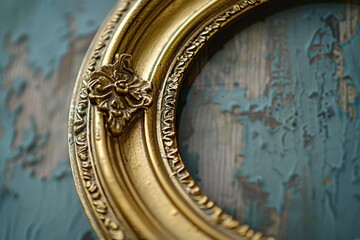 Poster - Close up of a gold frame on a wall, suitable for interior design projects