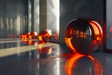Poster - Orange balls sitting on the floor. Suitable for various design projects