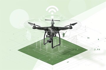 Poster - Efficient vibrant agriculture with advanced smart farming techniques in high-tech crop precision using drone technology in digital farm operations and farming illustrations