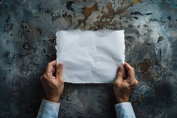 Poster - Person holding a piece of paper. Suitable for business or education concepts