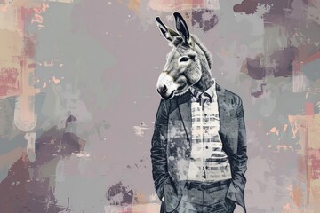 Poster - A donkey dressed in a suit and tie, suitable for business concepts