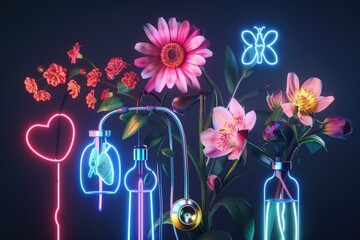 Poster - A bunch of flowers in a vase, suitable for home decor