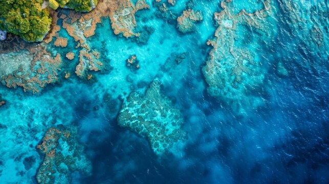 Caribbean Sea and reef from above