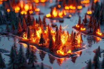 Poster - A realistic model of a forest on fire, perfect for educational purposes