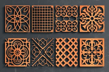 Poster - A set of four intricately designed laser cut panels. Ideal for home decor projects