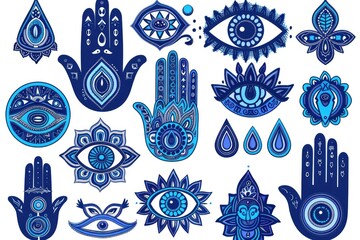 Poster - A variety of hand-drawn symbols and designs suitable for various projects
