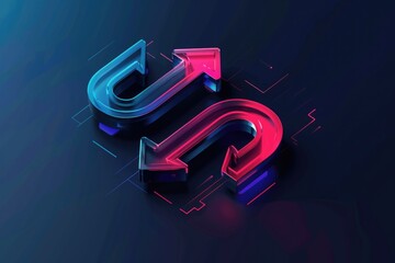 Poster - 3D rendering of a curved up arrow, perfect for business presentations