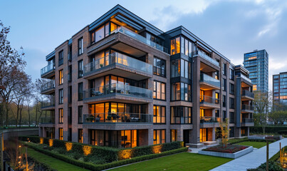 Wall Mural - Modern apartment buildings on the river