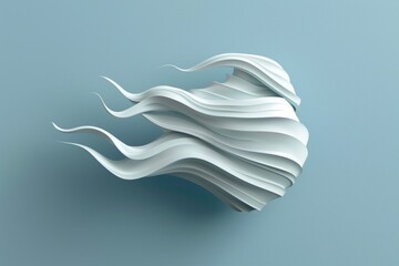 Poster - White paper sculpture on a blue background, suitable for various design projects